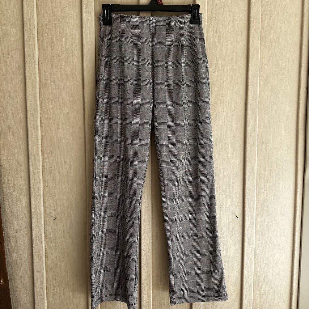 Free People Plaid Stretch Cropped Pant High Rise Skinny 4 Small Gray Leggings